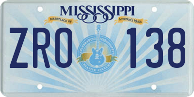 MS license plate ZRO138