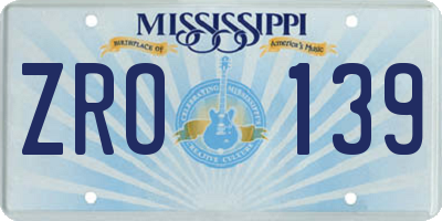 MS license plate ZRO139