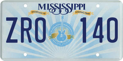 MS license plate ZRO140