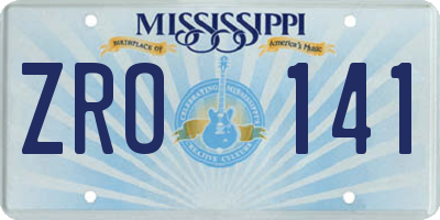 MS license plate ZRO141