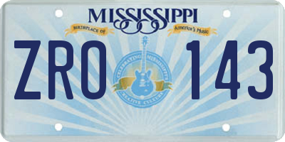 MS license plate ZRO143