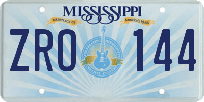 MS license plate ZRO144