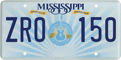 MS license plate ZRO150