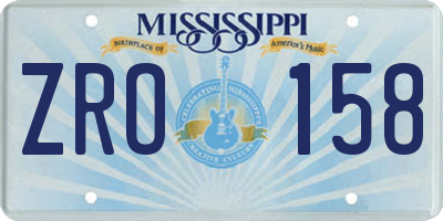 MS license plate ZRO158