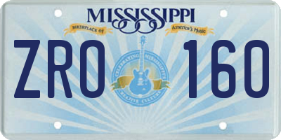 MS license plate ZRO160