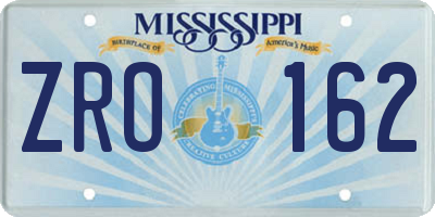 MS license plate ZRO162