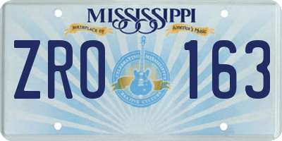 MS license plate ZRO163