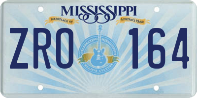 MS license plate ZRO164