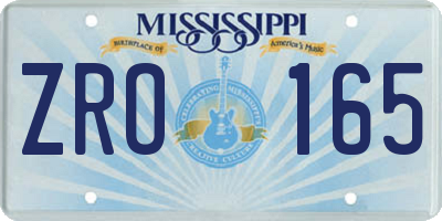 MS license plate ZRO165