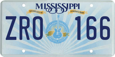 MS license plate ZRO166