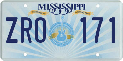 MS license plate ZRO171