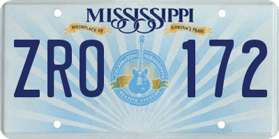 MS license plate ZRO172