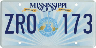 MS license plate ZRO173
