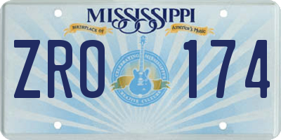 MS license plate ZRO174