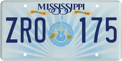 MS license plate ZRO175