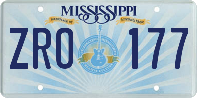 MS license plate ZRO177