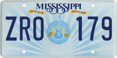 MS license plate ZRO179