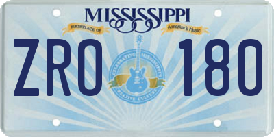 MS license plate ZRO180
