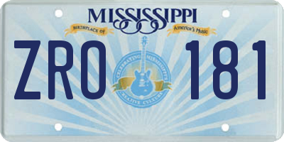 MS license plate ZRO181