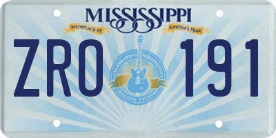 MS license plate ZRO191