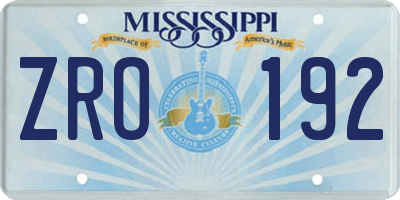 MS license plate ZRO192