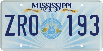 MS license plate ZRO193