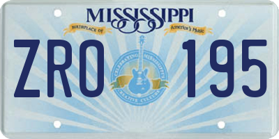MS license plate ZRO195