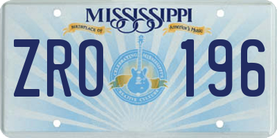 MS license plate ZRO196