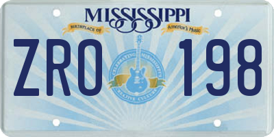 MS license plate ZRO198