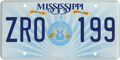MS license plate ZRO199