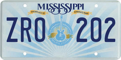MS license plate ZRO202