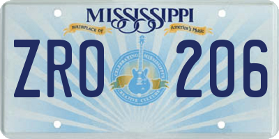 MS license plate ZRO206