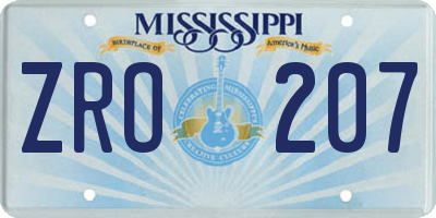 MS license plate ZRO207