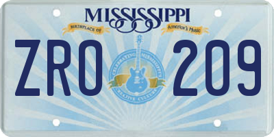 MS license plate ZRO209