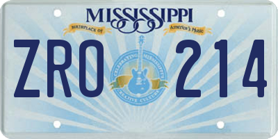 MS license plate ZRO214