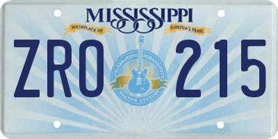 MS license plate ZRO215