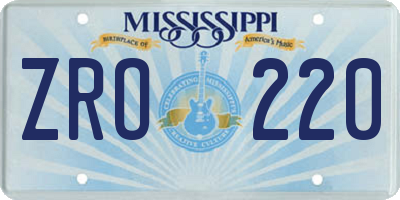 MS license plate ZRO220