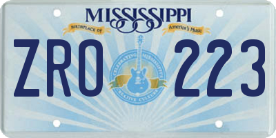 MS license plate ZRO223