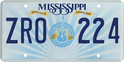 MS license plate ZRO224