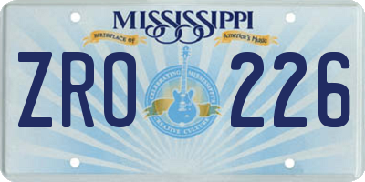 MS license plate ZRO226