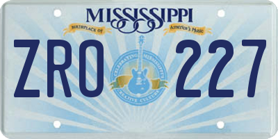 MS license plate ZRO227