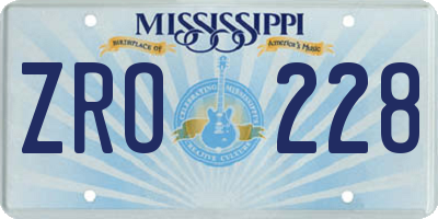 MS license plate ZRO228