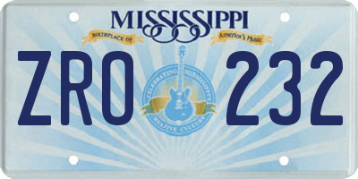 MS license plate ZRO232
