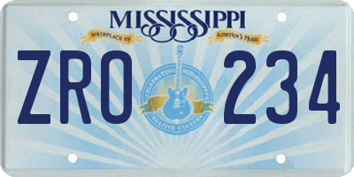 MS license plate ZRO234
