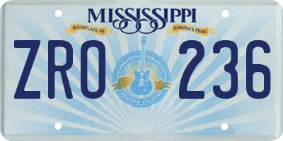 MS license plate ZRO236