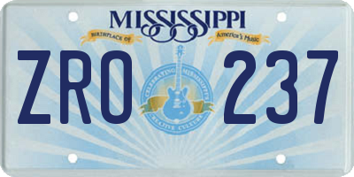 MS license plate ZRO237