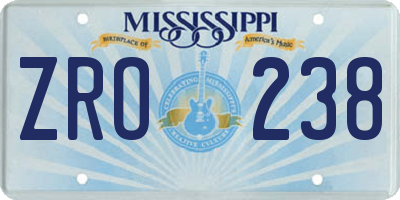 MS license plate ZRO238