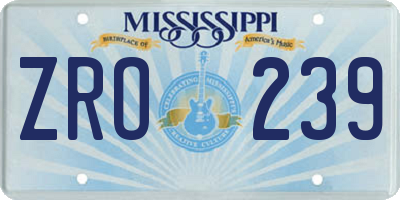 MS license plate ZRO239