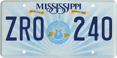 MS license plate ZRO240