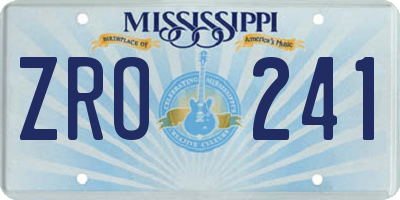 MS license plate ZRO241